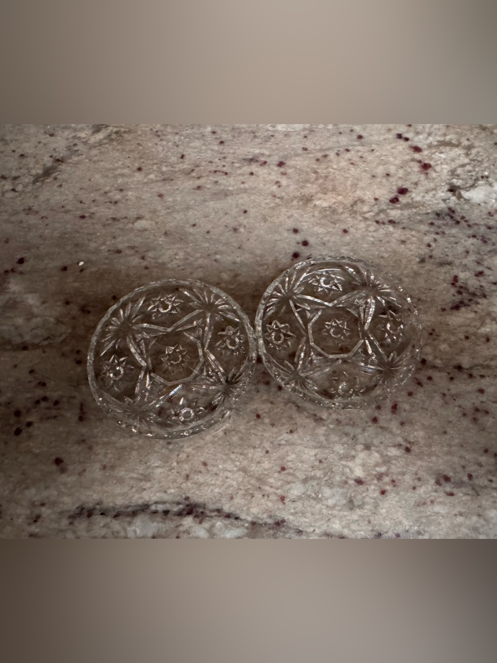Vintage Clear Cut Glass Accent Trinket dishes -set of 2